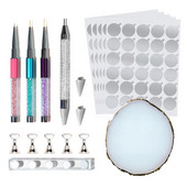 DIY Nail Art Tools Set de kit de manichiură Set de perii de căptușeală Gem Picker Ceară Dotting Pen Practică Stand Display Paleta Suport pentru amestecare de culori
