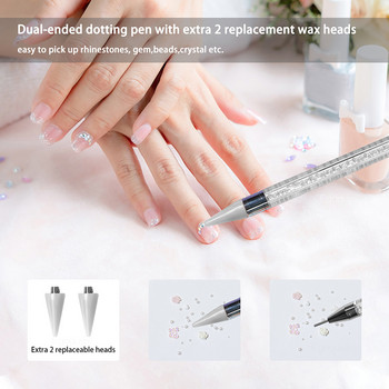 Εργαλεία DIY Nail Art Σετ Σετ Μανικιούρ Σετ πινέλα με κουκκίδες Gem Picker Wax Dotting Pen Practice Display Stand Palette Color Mixing Holding