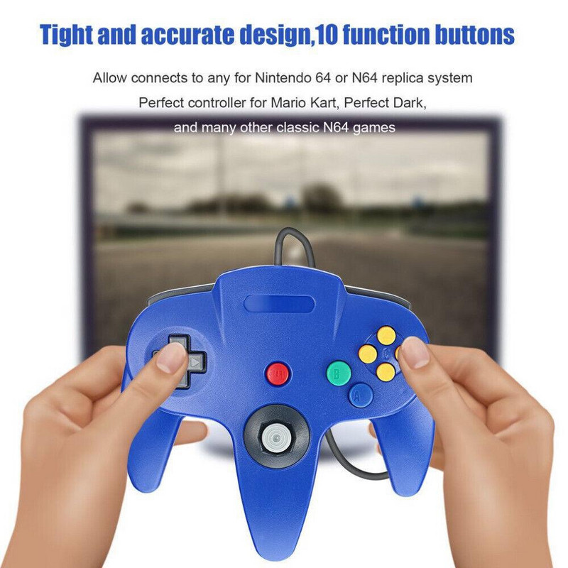 Controler clasic N64 cu fir Gamepad Joystick Joypad Game Pad cu fir lung pentru jocuri clasice 64 Console Interfață Port N64