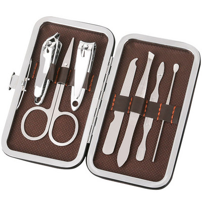 Set de tăietor de unghii, 7 buc., foarfece din oțel inoxidabil, clește pentru piele moartă, manichiură portabilă de călătorie, instrument pentru tăierea unghiilor de la picioare, pedichiură
