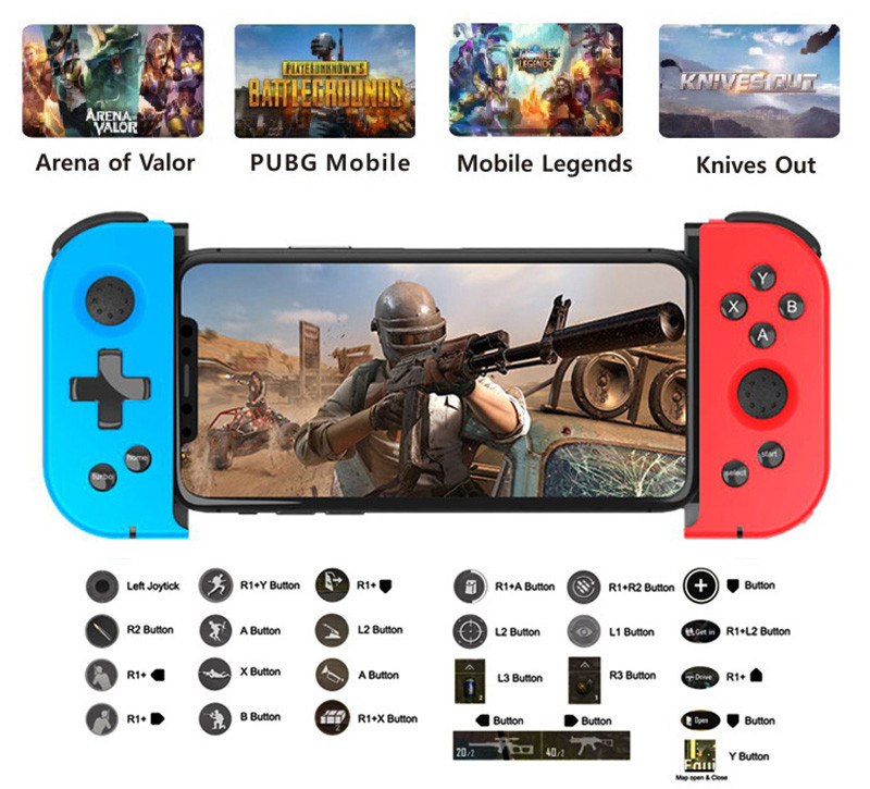 Controler de joc telescopic X6 Pro Joystick de declanșare Gamepad wireless pentru PUBG Mobile IOS Android Telefon PC Laptop Joypad