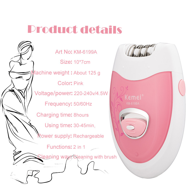 Lady Electric Epilator Επαναφορτιζόμενη Ασύρματη Αποτριχωτική Αποτριχωτική Επαγγελματική Γυναικεία Φροντίδα Ξυρίσματος Σώμα Πρόσωπο Μασχάλες Τρίμερ μπικίνι 45D