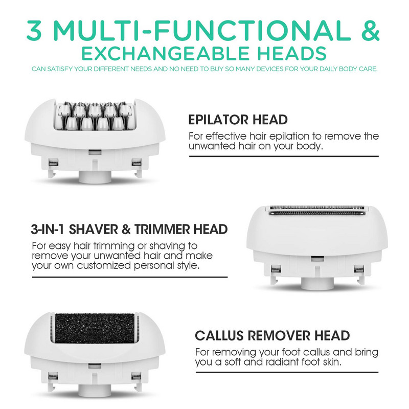 Kemei Epilator Rechargeable 3 in 1 Lady Hair Remover Shaver Electric Callus Remover Depilador Removal for Women Tool Care Tools