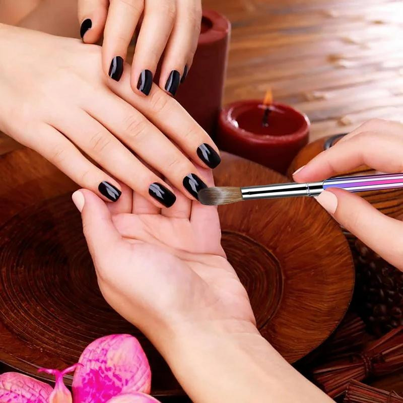 Nagų dailės šepetėlių rinkinys 4 vnt. nagų dailės šepetėliai akrilo pudrai purpurinės krištolinės akrilo šepetėlis metalo rankenos šepečiai, skirti nagų dizainui