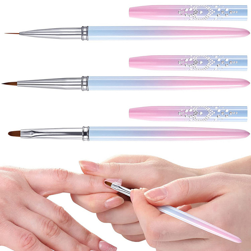 Naujas nagų dailės įdėklų šepetėlių rinkinys 3D Tips Linijinės juostelės „Pasidaryk pats“ piešimo rašiklis UV gelio teptukai tapybos rašiklis manikiūro įrankiai