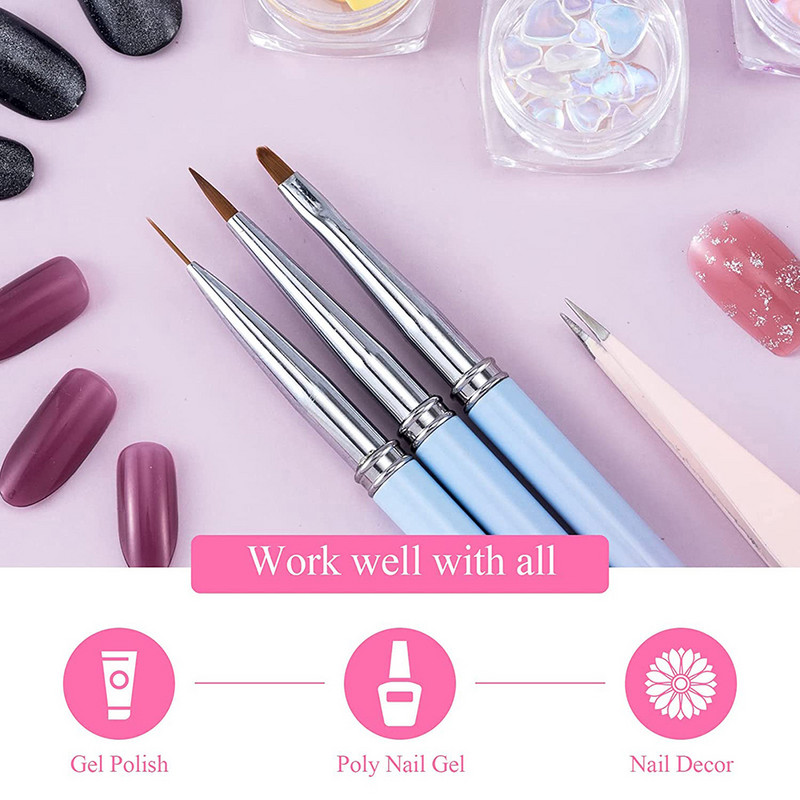 Naujas nagų dailės įdėklų šepetėlių rinkinys 3D Tips Linijinės juostelės „Pasidaryk pats“ piešimo rašiklis UV gelio teptukai tapybos rašiklis manikiūro įrankiai