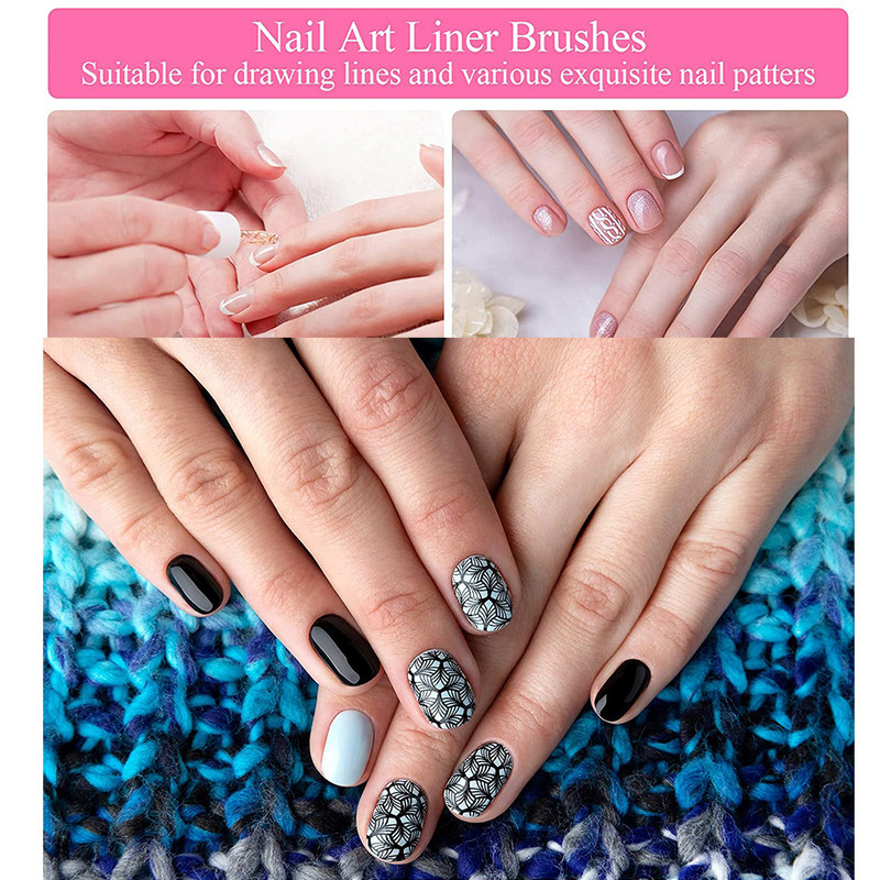 Naujas nagų dailės įdėklų šepetėlių rinkinys 3D Tips Linijinės juostelės „Pasidaryk pats“ piešimo rašiklis UV gelio teptukai tapybos rašiklis manikiūro įrankiai