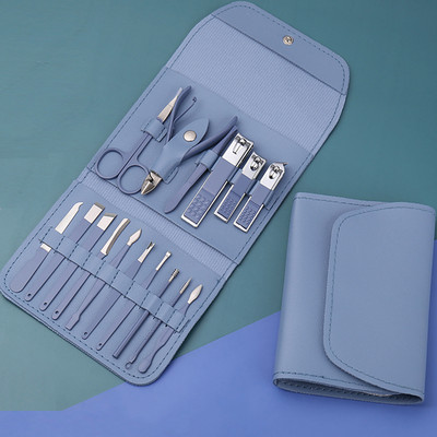 Set za manikuru Škare za nokte Alati za kućanstvo 12/16 kom. Zelena Žlica za uši od nehrđajućeg čelika Rezači za nokte Škare Kit za alate za manikuru