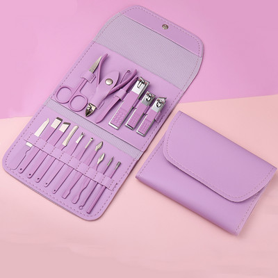 Set za manikuru Škare za nokte Alati za kućanstvo 12/16 kom. Zelena Žlica za uši od nehrđajućeg čelika Rezači za nokte Škare Kit za alate za manikuru