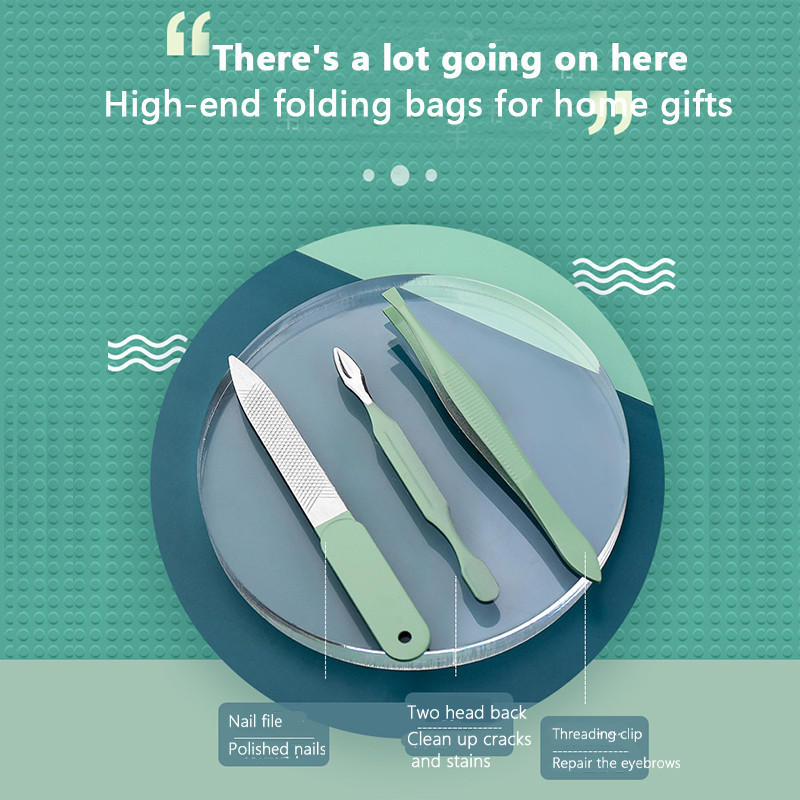 Set za manikuru Škare za nokte Alati za kućanstvo 12/16 kom. Zelena Žlica za uši od nehrđajućeg čelika Rezači za nokte Škare Kit za alate za manikuru