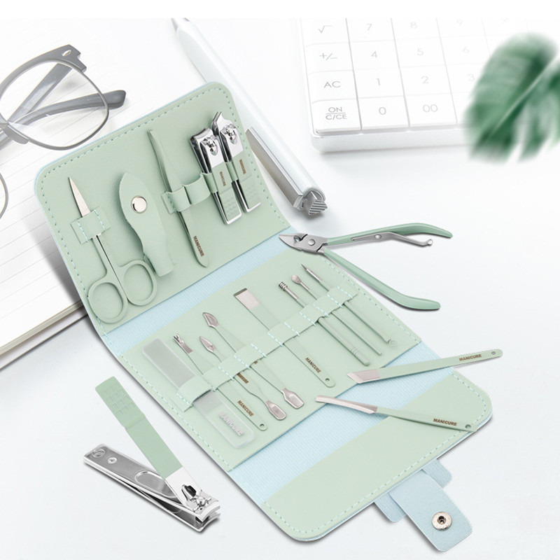 Škare od nehrđajućeg čelika od 16 komada Set škarica za nokte Kliješta za mrtvu kožu Rezači za šišanje Nož za pedikuru Utor za nokte Alati za manikuru noktiju