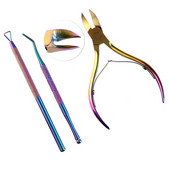 Împingător pentru cuticulă pentru unghii Clapet din oțel inoxidabil Clipper curcubeu Foarfecă Dispozitiv pentru îndepărtarea pielii moarte Manichiură Set de instrumente pentru arta unghiilor