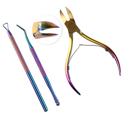 Избутвач на кутикула за нокти Щипка от неръждаема стомана Rainbow Clipper Ножица Dead Skin Remover Маникюр Комплект инструменти за ноктопластика