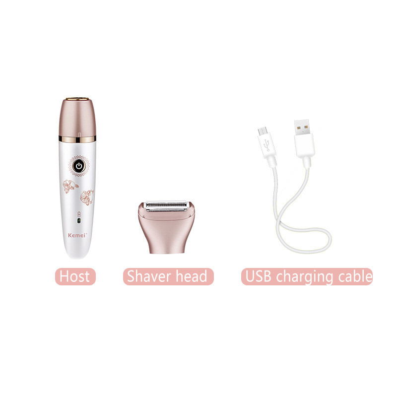 KM-1632 Epilator electric 2 în 1 Aparat de tuns USB Aparat de tuns Bikini Reîncărcabil Impermeabil pentru îndepărtarea părului pentru față +2 capete