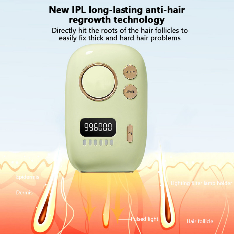 YUKUI Mini IPL Hair Remove Device 990000 Flash-Support TYPE-C To Work Αποτρίχωση μέσω τηλεφώνου και διαχείριση της διαδικασίας για γυναίκες