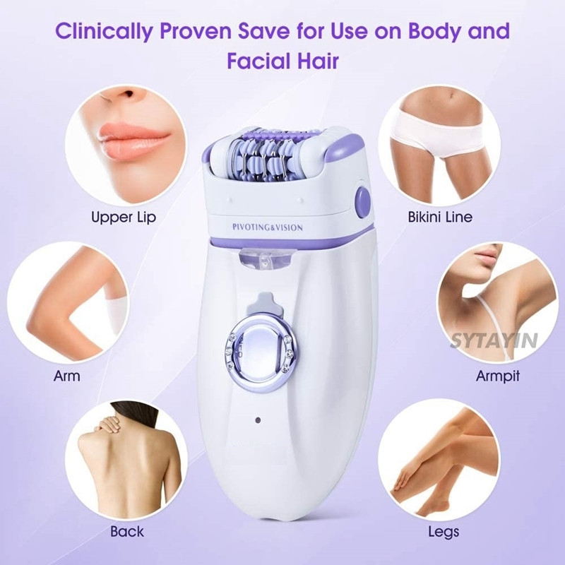 Epilator electric pentru femei 3in1 pentru îndepărtarea epilatorului electric cu laser fără durere Aparat de ras electric portabil reîncărcabil pentru păr facial