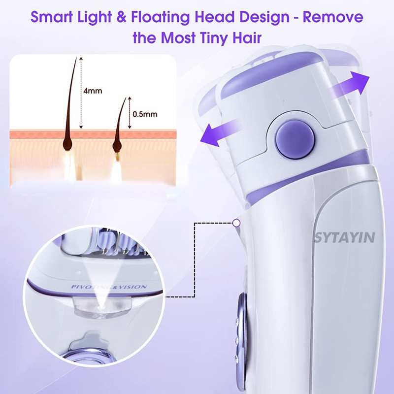 Epilator electric pentru femei 3in1 pentru îndepărtarea epilatorului electric cu laser fără durere Aparat de ras electric portabil reîncărcabil pentru păr facial