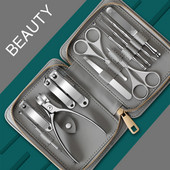 Set de manichiură Dispozitiv de tăiat unghii profesional Kit de mână Instrumente pentru cadouri de călătorie Cutter de tuns din oțel inoxidabil Dispozitiv de tuns unghii 12 în 1