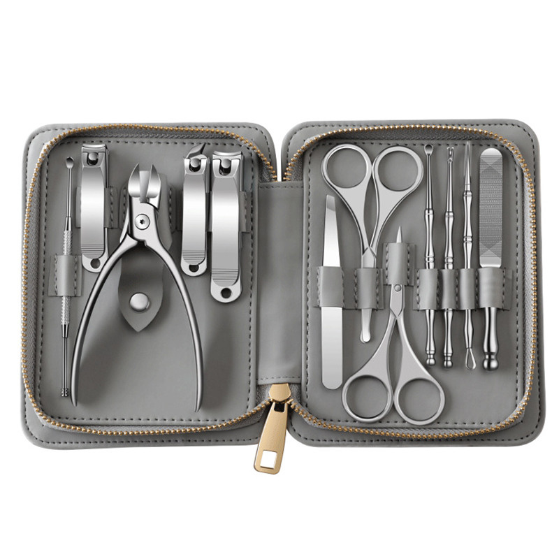 Set de manichiură Dispozitiv de tăiat unghii profesional Kit de mână Instrumente pentru cadouri de călătorie Cutter de tuns din oțel inoxidabil Dispozitiv de tuns unghii 12 în 1