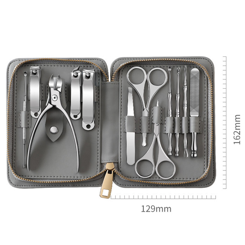 Set de manichiură Dispozitiv de tăiat unghii profesional Kit de mână Instrumente pentru cadouri de călătorie Cutter de tuns din oțel inoxidabil Dispozitiv de tuns unghii 12 în 1