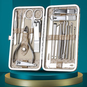 19 vnt./rinkinys Manikiūro rinkinys Nagų įrankių rinkinys Priedai nagams Pedikiūro rinkinys Manikiūro rinkinys su prabangiu kelioniniu dėklu