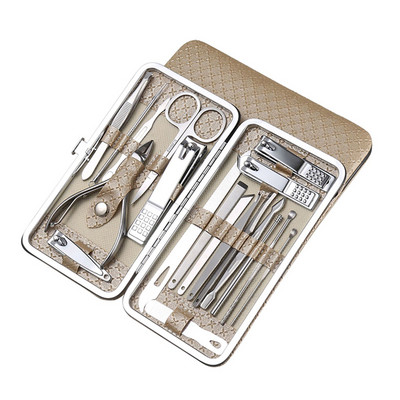 19 vnt./rinkinys Manikiūro rinkinys Nagų įrankių rinkinys Priedai nagams Pedikiūro rinkinys Manikiūro rinkinys su prabangiu kelioniniu dėklu