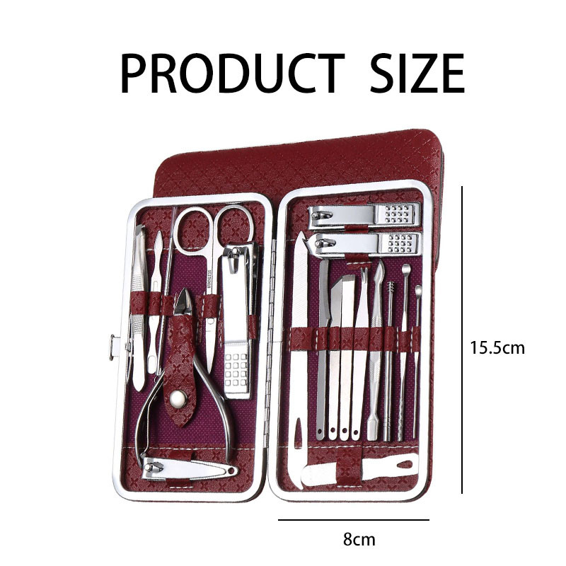 19 vnt./rinkinys Manikiūro rinkinys Nagų įrankių rinkinys Priedai nagams Pedikiūro rinkinys Manikiūro rinkinys su prabangiu kelioniniu dėklu