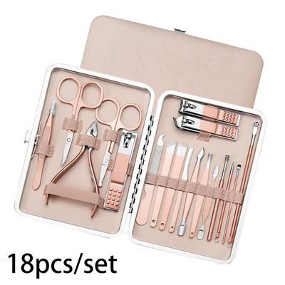 7/10/12/18/19Pcs/Set Set za manikuru Komplet alata za nokte za pedikuru Rezač noktiju od nehrđajućeg čelika Škare za profesionalnu manikuru