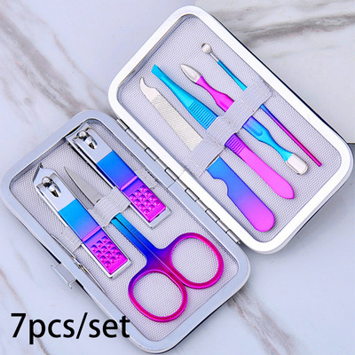 7/10/12/18/19Pcs/Set Set za manikuru Komplet alata za nokte za pedikuru Rezač noktiju od nehrđajućeg čelika Škare za profesionalnu manikuru