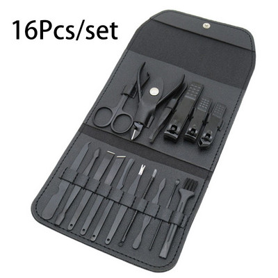 16 tk küünekääride komplekt roostevabast terasest maniküürilõikuri komplektid küünekäärid trimmer kaasaskantav maniküürilõikuri tööriistade meigikomplekt