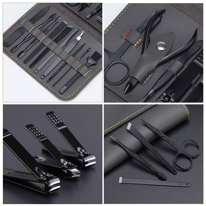 16 tk küünekääride komplekt roostevabast terasest maniküürilõikuri komplektid küünekäärid trimmer kaasaskantav maniküürilõikuri tööriistade meigikomplekt