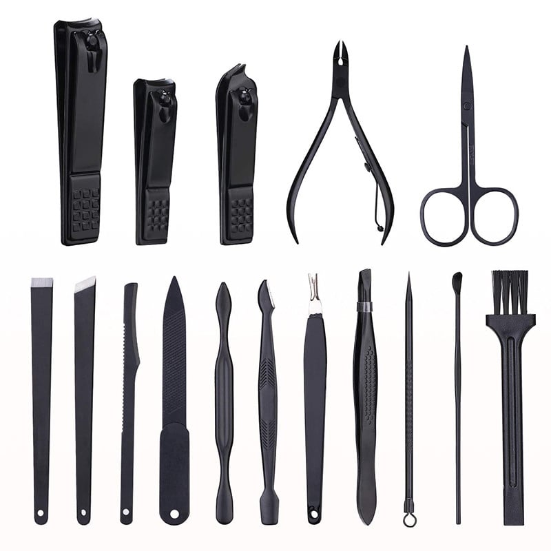 16 tk küünekääride komplekt roostevabast terasest maniküürilõikuri komplektid küünekäärid trimmer kaasaskantav maniküürilõikuri tööriistade meigikomplekt