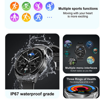 2022 Нов смарт часовник с Bluetooth обаждане за мъже Музикален плейър Водоустойчив спортен фитнес тракер Каишка от неръждаема стомана Смарт часовник за мъже+кутия