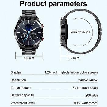 Нов смарт часовник с Bluetooth обаждане за мъже, персонализиран циферблат, водоустойчив спортен фитнес тракер, твърда каишка от неръждаема стомана, смарт часовник+кутия 2022 г.