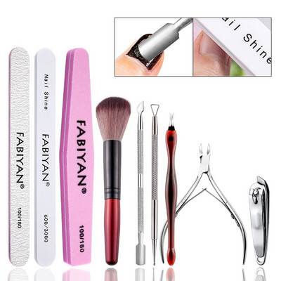 Set de manichiură Dispozitiv de tuns cuticule Pile pentru arta unghiilor Instrument de șlefuire tampon de șlefuire Perie de curățare Foarfece Dispozitiv de îndepărtare a pielii moarte Pix pentru puncte