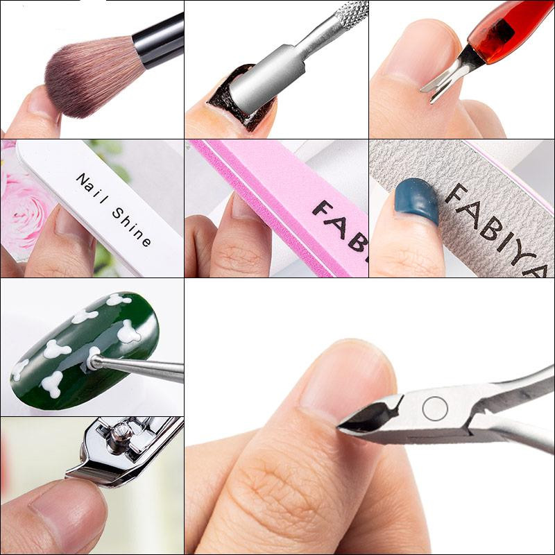 Set de manichiură Dispozitiv de tuns cuticule Pile pentru arta unghiilor Instrument de șlefuire tampon de șlefuire Perie de curățare Foarfece Dispozitiv de îndepărtare a pielii moarte Pix pentru puncte