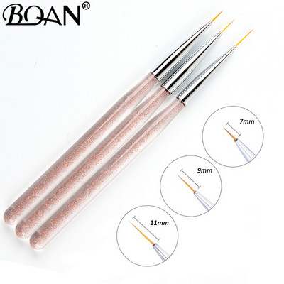 BQAN 3 Style Nail Art Akrila līnijpārvadātāju ota French Lines Stripes Grid Glezniecība Zīmēšanas pildspalva 3D DIY Tips Manikīra rīki