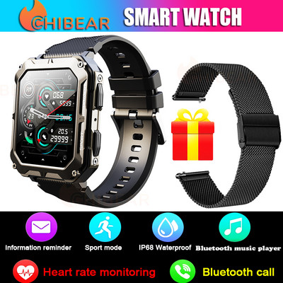 Ceas inteligent ChiBear în aer liber Apel Bluetooth IP68 Rezistent la apă 380mAh Standby lung Ecran HD de 1,83 inci Ceasuri sport Ceas inteligent pentru bărbați
