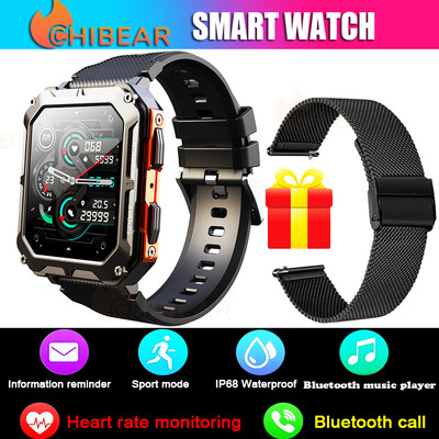 Ceas inteligent ChiBear în aer liber Apel Bluetooth IP68 Rezistent la apă 380mAh Standby lung Ecran HD de 1,83 inci Ceasuri sport Ceas inteligent pentru bărbați