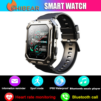 Ceas inteligent ChiBear în aer liber Apel Bluetooth IP68 Rezistent la apă 380mAh Standby lung Ecran HD de 1,83 inci Ceasuri sport Ceas inteligent pentru bărbați
