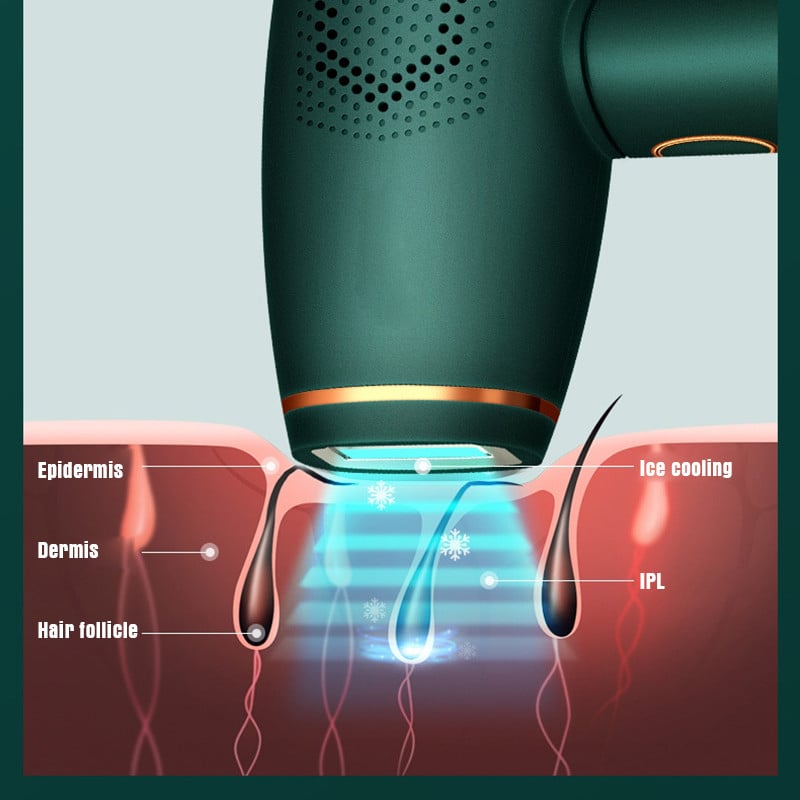 Epilator laser cu 400000 de flash-uri Epilator permanent fără durere, la rece de gheață, pentru îndepărtarea părului IPL pentru femei Bikini Față Corp Buze Trimmer de păr Depilator