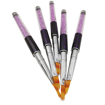 1Pcs Nail Ombre Brush Nail Art UV Gel Polish Purple Gradient Color Rhinestone Crystal Акрилна писалка за рисуване на нокти