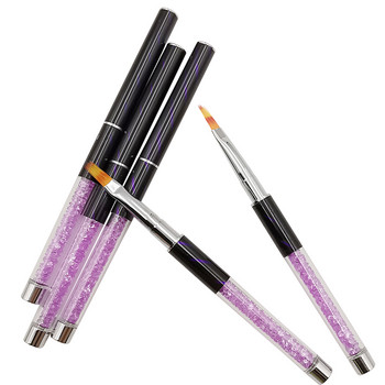 1Pcs Nail Ombre Brush Nail Art UV Gel Polish Purple Gradient Color Rhinestone Crystal Акрилна писалка за рисуване на нокти
