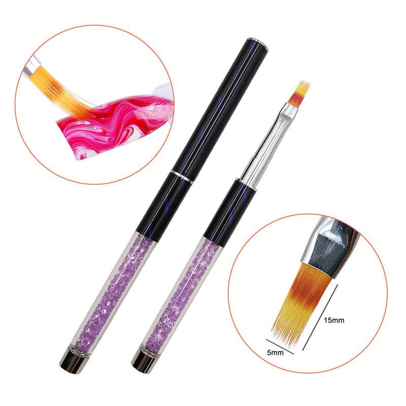 1 buc Perie Ombre Nail Art UV Gel Lac Violet Gradient Culoare Stras Cristal Acrilic Nail Drawing Pen