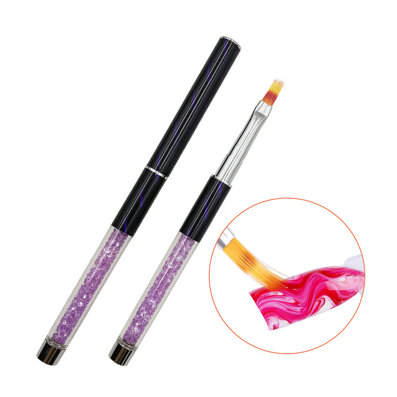 1 buc Perie Ombre Nail Art UV Gel Lac Violet Gradient Culoare Stras Cristal Acrilic Nail Drawing Pen