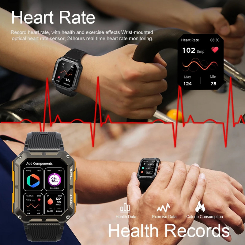 ChiBear Smart Watch Men Bluetooth Call IP68 Fitness Veekindlad välispordikellad C20 PRO nutikell 1,83 tolli 240*290 HD