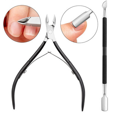 Oțel inoxidabil cu dublu cap Nail Art Dead Skin Pusher Cuticule Chipper Foarfece Set de manichiură Rose Gold UV Gel Elimina 2/4 buc/set