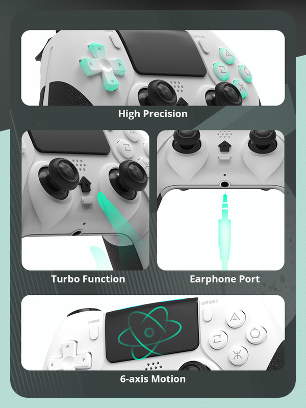 DATA FROG Controler wireless compatibil Bluetooth pentru controler PS4 Gamepad pentru PC Joystick pentru consola de jocuri PS4 Pro/Slim 2023