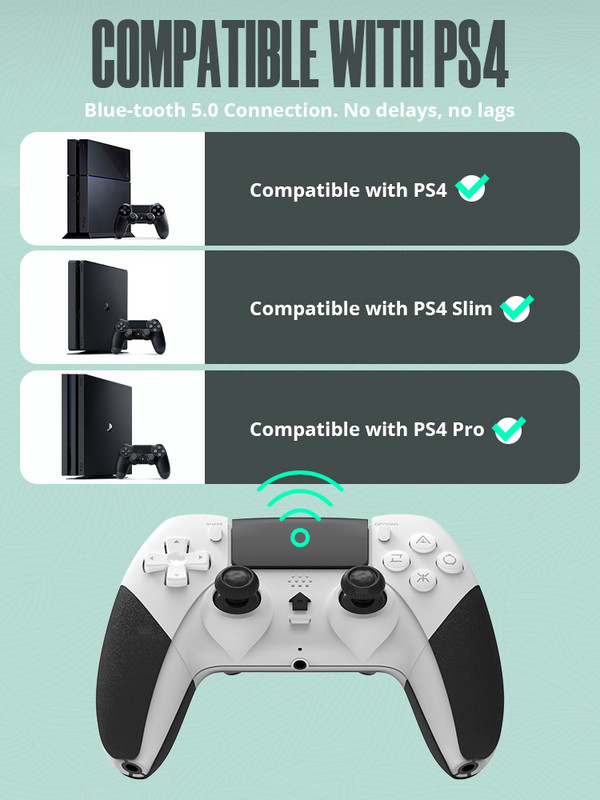 DATA FROG Controler wireless compatibil Bluetooth pentru controler PS4 Gamepad pentru PC Joystick pentru consola de jocuri PS4 Pro/Slim 2023