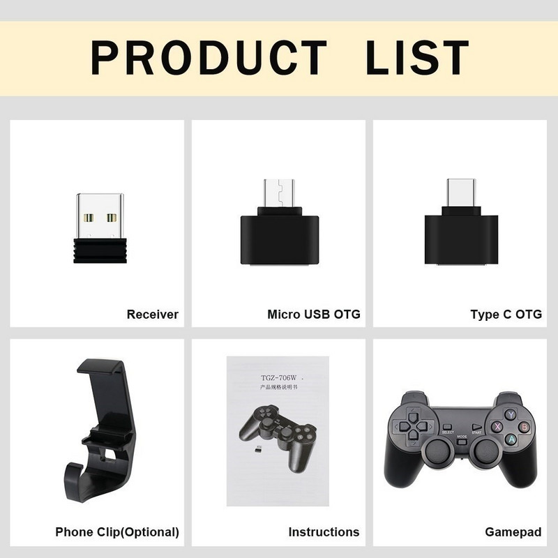 Bežični PC Game Pad za Android telefon TV, 2.4G bežični joystick Joypad USB PC Game Controller za Xiaomi za OTG pametni telefon